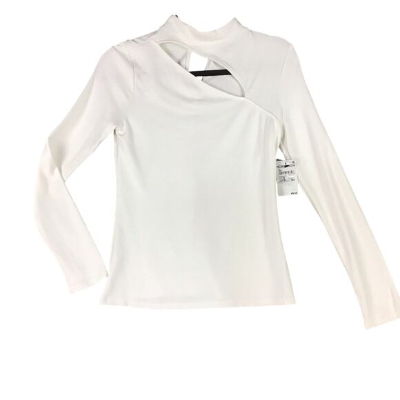 Halogen Women’s Small Off White Cut Out Turtleneck Stretch Top  Nordstrom Rack - Picture 1 of 9
